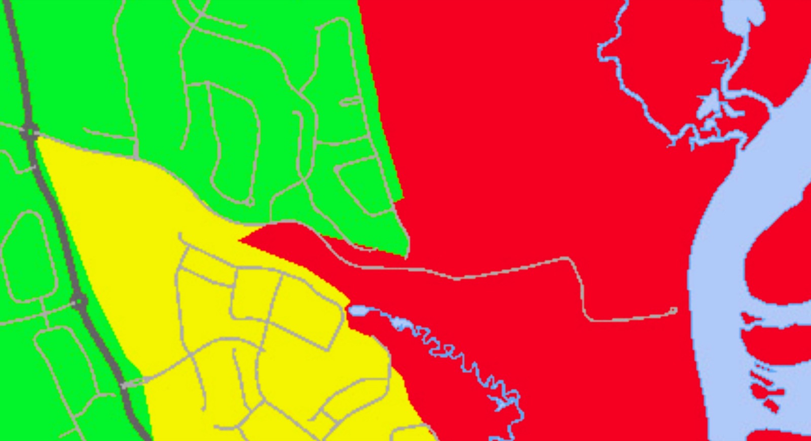 Clip of the evacuation zone map for St Johns County Florida